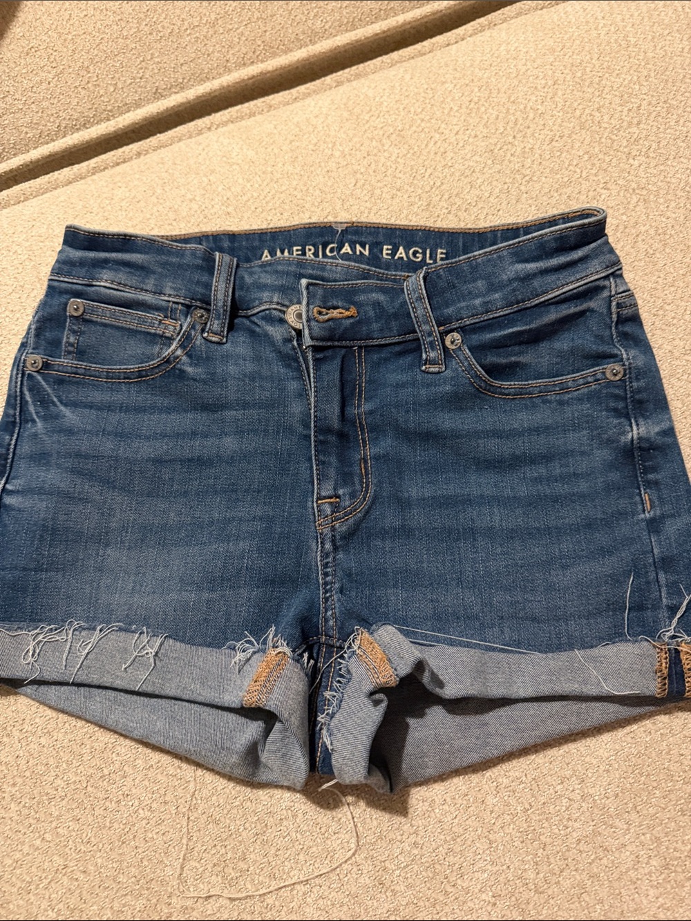American Eagle Outfitters Blue Rolled-Hem Denim Shorts